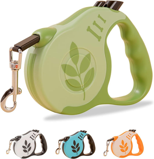 Retractable Dog Leash with Non-Slip Handle, 10 FT Automatic Telescopic Tractor with Atuo Locking Botton,Durable Pet Tape for Small and Medium-Sized Dogs Green