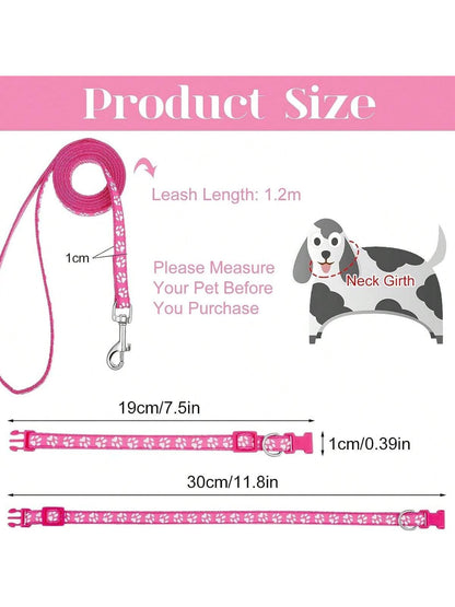 1pc Light Purple Collar And Leash Set With Adjustable Size For Small Pets