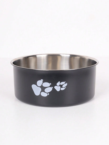 Supet 1pc Cartoon Paw Prints Design Stainless Steel Anti-Slip Pet Bowl For Small And Medium Dogs, Suitable For Indoor And Outdoor Use