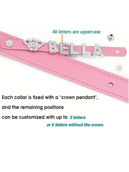 Personalized Dog Collar PU Leather Puppy Cat ID Collars With Rhinestone Heart Star Shaped Dog Accessory For Small Medium And Large Dogs