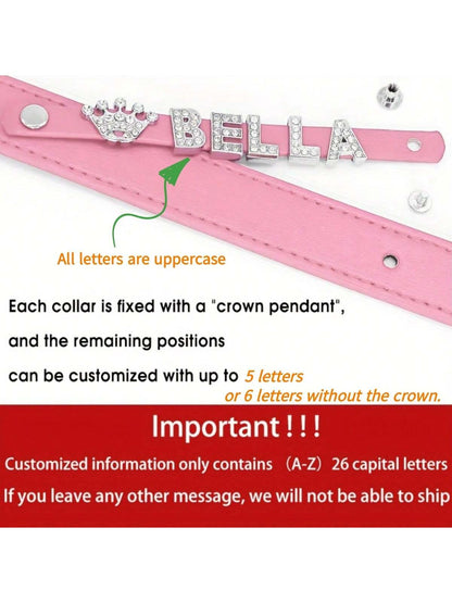 Personalized Dog Collar PU Leather Puppy Cat ID Collars With Rhinestone Heart Star Shaped Dog Accessory For Small Medium And Large Dogs