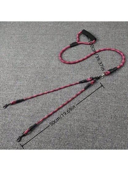 Dual Dog Leash With Wave Pattern - Detachable, Tangle-Free Nylon Lead For Walking Two Dogs