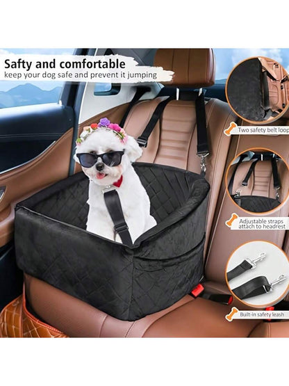 Dog Car Seat For Small Medium Dogs,Detachable Washable Dog Booster Seat Under 30lbs, Pet Car Seat Travel Bed With Storage Pockets And Dog Safety Belt