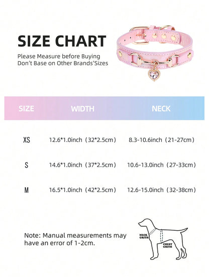 NEW 1Pc PU Leather Delicate Pet Dog Collar,High-Quality Leather Fabric And Alloy Fittings.Beautiful Gemstone Decoration.