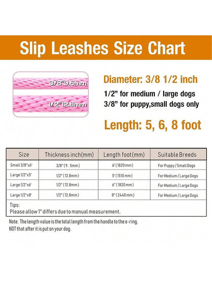 1pc Braided Rope Leash,Slip Lead Dog Leash For Small Medium And Large Dogs Walking And Training Outdoor