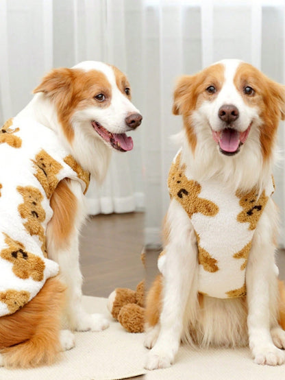 1pc Pet Autumn/Winter Big Dog Knit Sweatshirt Hoodie, Furry Dog Coat