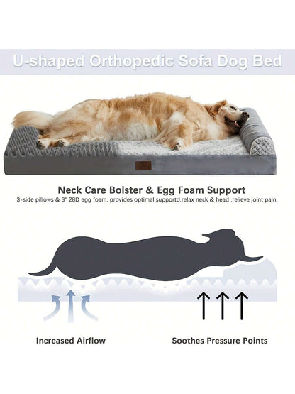 MADE FOR COMFY DOG BED: This Orthopedic Dog Bed Is Made Of High Density Egg Crate Foam, Thick Dog Bed Perfectly Supports Your Fur Baby's Muscles And Joints, Relieves Joint Pain.This Sofa Bed Couch Is A Great Choice For Elderly Or Sick Dog Pets. They Will