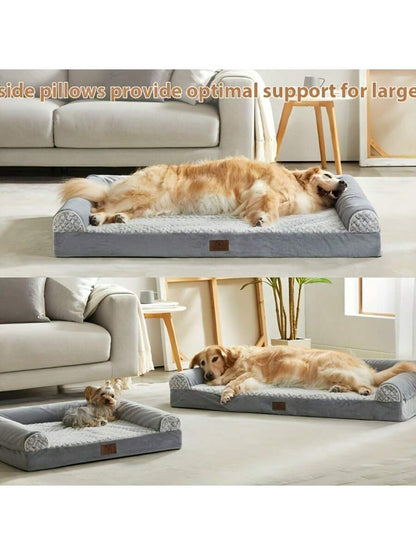 MADE FOR COMFY DOG BED: This Orthopedic Dog Bed Is Made Of High Density Egg Crate Foam, Thick Dog Bed Perfectly Supports Your Fur Baby's Muscles And Joints, Relieves Joint Pain.This Sofa Bed Couch Is A Great Choice For Elderly Or Sick Dog Pets. They Will