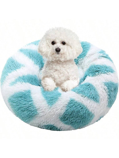 PetDonut Dog Cat Bed AntiAnxiety Calming Round Pet Bed For Small Dogs Washable Fluffy Faux Fur Donut Cushion Beds For Small Medium Pets 20 Bed