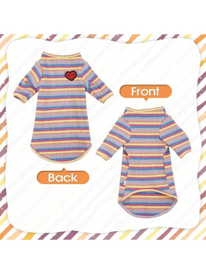 Long Haired Cat Summer ClothingHairless Cats Shirt Breathable Cat Daily Wear Clothes Stripe Vest Adorable Pajamas Jumpsuit Soft SkinFriendly