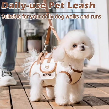 Dog Sling Backpack Carriers - Adjustable Pet Lift Harness Gear, Breathable Dogs Carrying Lifting with Traction Leash Shoulder Straps and Treat Bag for Cats Walking Hiking Travel (S, 4-8lbs)