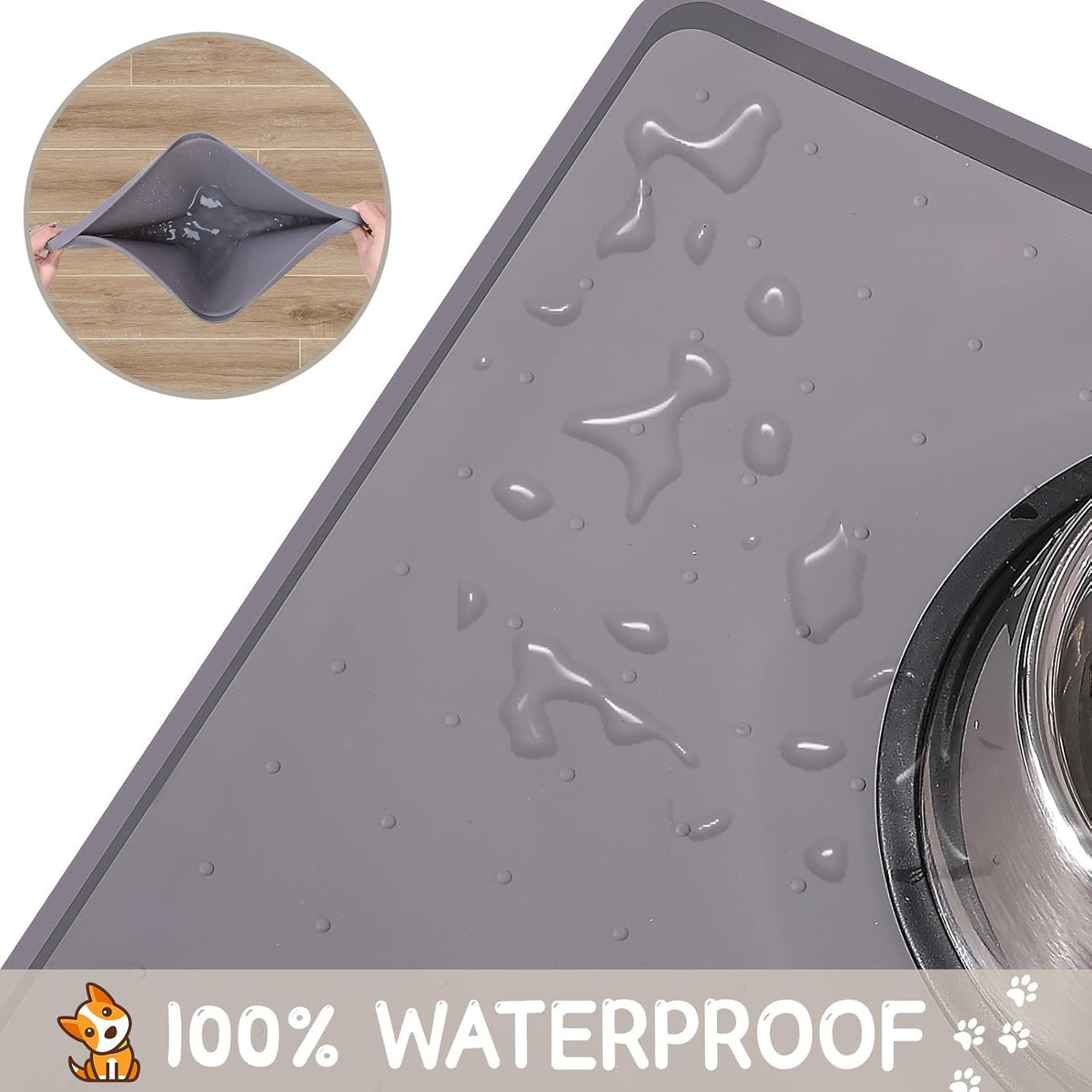MateeyLife 2PCS Small Lick Mat for Dogs and Cats and MateeyLife Silicone Cat & Dog Food Mat for Floors Waterproof