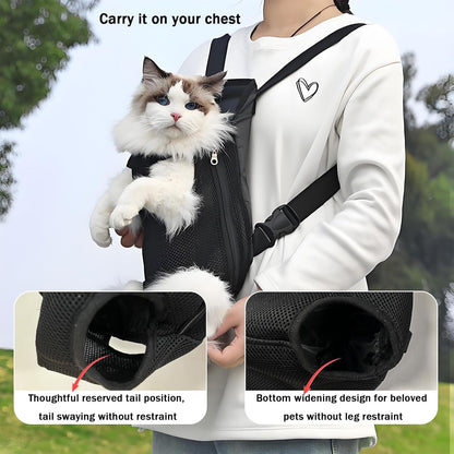 Pet Carrier Backpack, Adjustable Pet Front Carriers for Small Medium Dogs Cats 5-18 Lbs, Legs Out, Dog Cat Carrier Backpack for Hiking,Camping,Traveling,Cycling (Black,Large（Fit:10-18lb）)