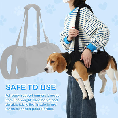 Dog Carry Sling Emergency Backpack Pet Legs Support and Rehabilitation Dog Lift Harness Adjustable Lifting Straps Carrier for Senior Dogs Joint Injuries, Arthritis, Hiking, Skiing, Black(XL)