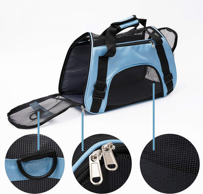 Pet Carrier Soft-Sided Carriers for Cat Carriers Dog Carrier for Small Medium Cats Dogs Puppies Pet Carrier Airline Approved Cat Dog Pet Travel Carrier (Small, Blue)