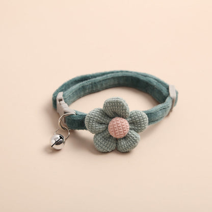 Flower Pattern Bell Dog Cat Collar