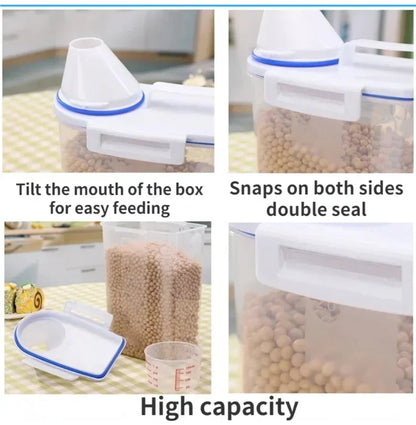 1.5kg/2kg Dog Cat Food Pail Plastic Storage Tank with Measuring Cup Container Moisture-proof Sealed Jar Pet Supplies Accessories