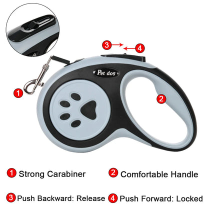 3m 5m Nylon Pet Dog Leash Automatic Retractable Extending Rope Puppy Walking Running Traction Roulette For Small Big Dogs Cats