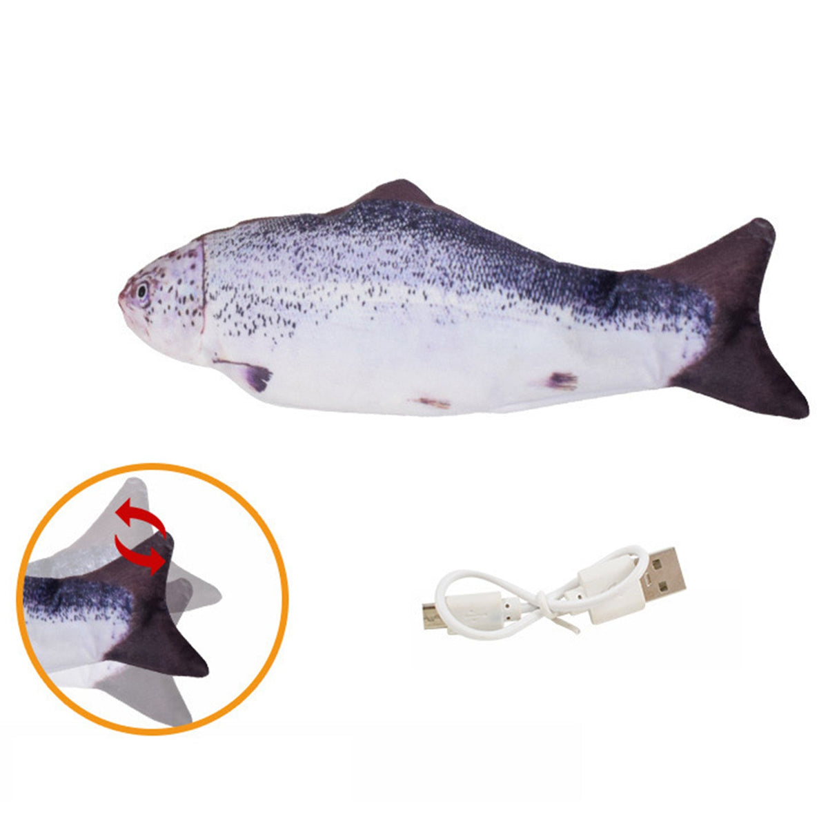 2025 New Portable Electric Moving Cat Fish Toy Interactive Flopping Self-Moving Fish Toy USB Charging for Cats/Puppy/Small Dogs