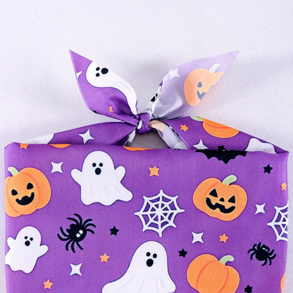 2pcs Halloween Pet Bandanas 63x43cm Ghost Pumpkin Print Triangle Scarf Peach Skin Fabric Pet Neckerchief Halloween Dog Costume